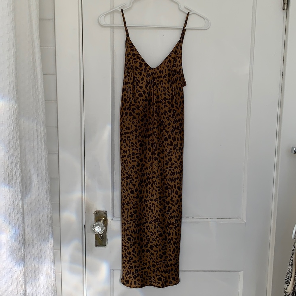 A New Day silky slip dress leopard print
